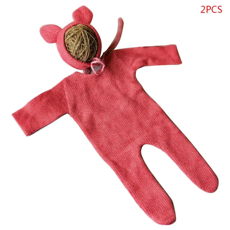 

2 Pcs/set 0-3 Months Kids Baby Cute Hat Jumpsuit Set Newborn Infants Photo Props X5XE