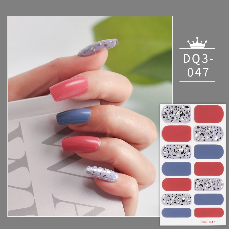 

Red And Blue And White Solid Colors And Creative Nail Art Minimalist Design Fashion Nail Stickers Full Cover Nail Stickers