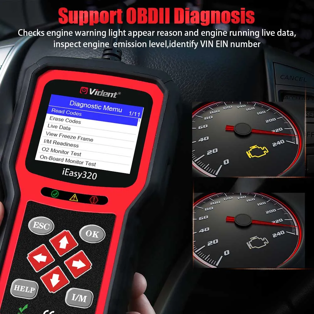VIDENT iEasy320 CAN OBDII/EOBD считыватель кодов OBD2 автомобильный диагностический сканер PK KW850