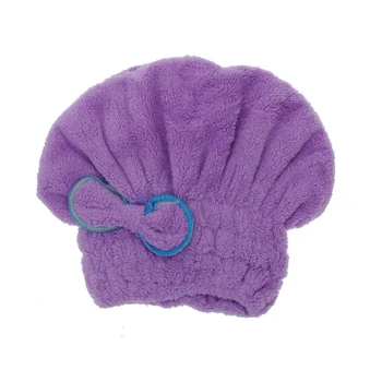 

Useful minifiber dry hair hat quickly dry hair rolled towel cap (purple)