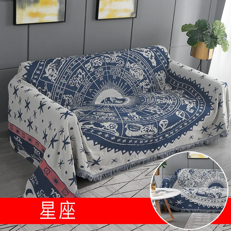 Best Bohemia Style Sofa Towel Cotton amp;Linen Knitting throw Blanket A B Side Anti dust Decorative Furniture Couch Cover 1 Piece