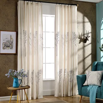 

Tree design Linen Printed Curtains for Living Room Decorative Modern Curtains for the Bedroom Window Curtains Drapes
