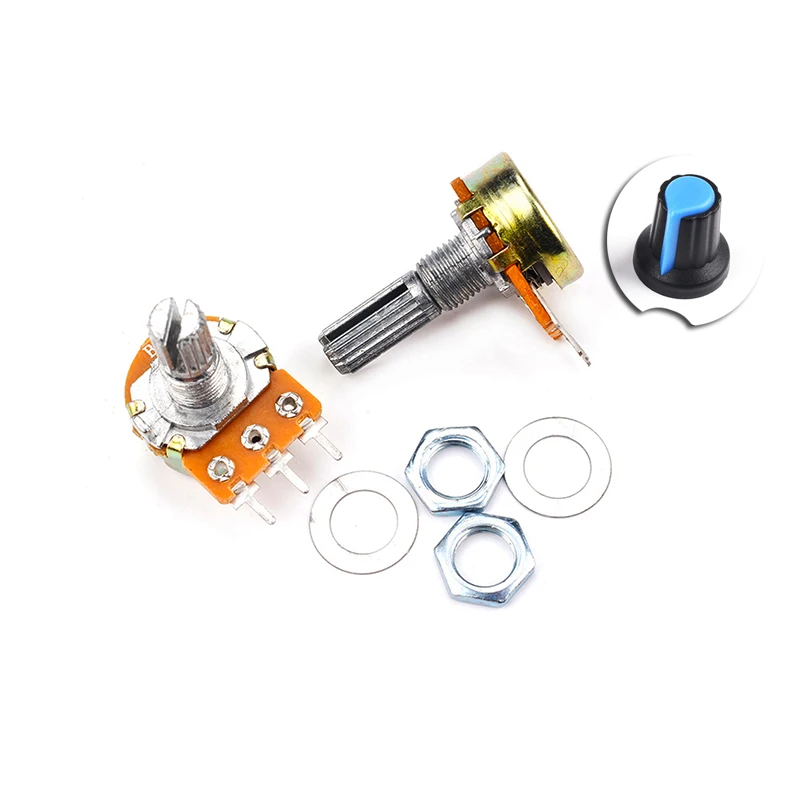 5Pcs WH148 1K 2K 5K 10K 20K 50K 100K 500K Ohm 15mm 3Pin Linear Taper Rotary Potentiometer Resistor for Arduino with AG2 BLUE Cap linear potentiometer rotary potentiometer potentiometer kit adjustable resistor potentiometer knobs