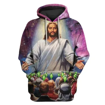 

Liumaohua 019 Fashion Men Hoodies Jesus Printed 3d Sweatshirt Hoodie Cosplay costume Unisex Casual hoodies