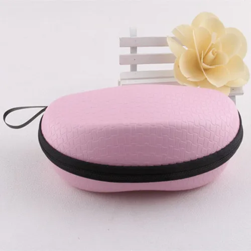 Портативный противоударный Чехол для очков на молнии с защитой от давления кожаный защитный чехол для солнцезащитных очков - Цвет: Розовый