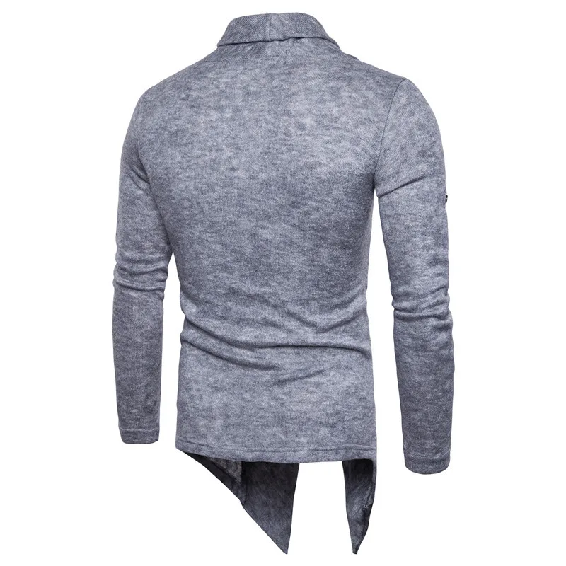 comprimento médio longo cardigan fino ajuste casual masculino sweatercoat