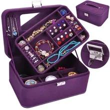 Высококачественная деревянная шкатулка для ювелирных изделий, 2 слоя, бархатный органайзер для ювелирных изделий с зеркалом для рождественских подарков, пасхальных подарков, Новогодний подарок