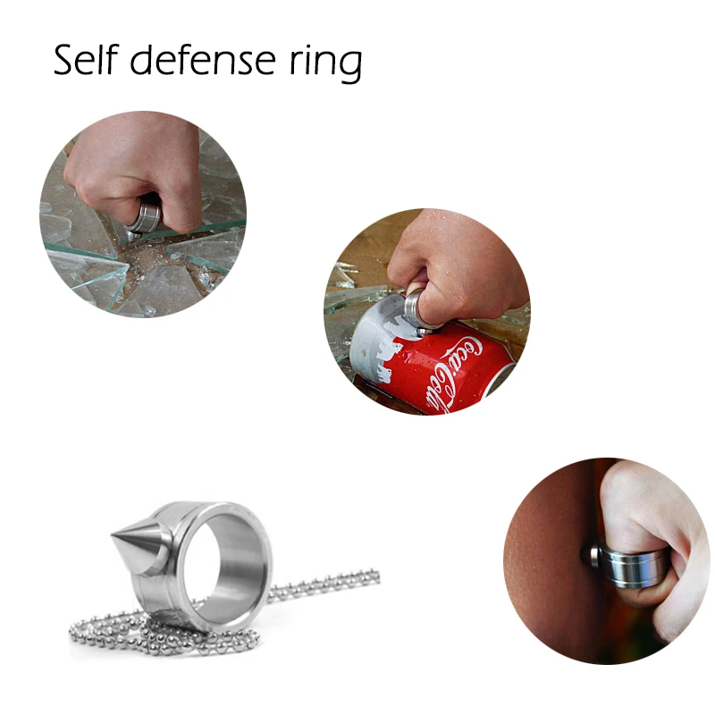 Открытый EDC цинковый сплав самообороны ожерелье кольцо разбитое окно анти-волк защитное оборудование инструменты панк кольца латунные костяшки