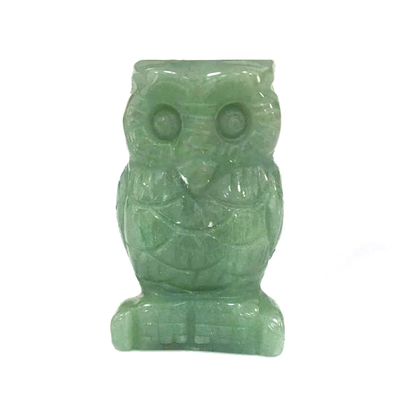 

Natural handmade owl Figurines green aventurine crystal owl statue Craft Carved Natural Stone minerals Mini Animals Statue XY