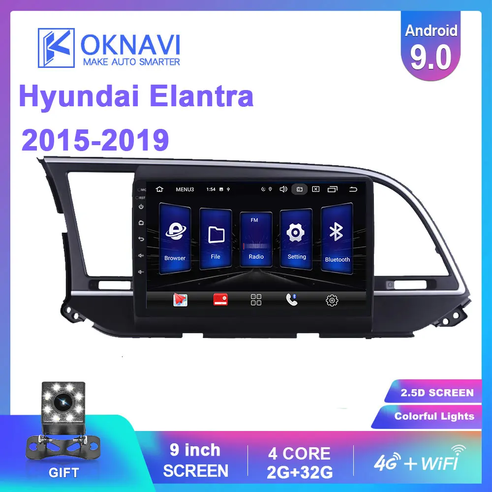 Автомобильный мультимедийный плеер OKNAVI 9 дюймов Android 0 для Hyundai Elantra 2015 2019 2 Din IPS