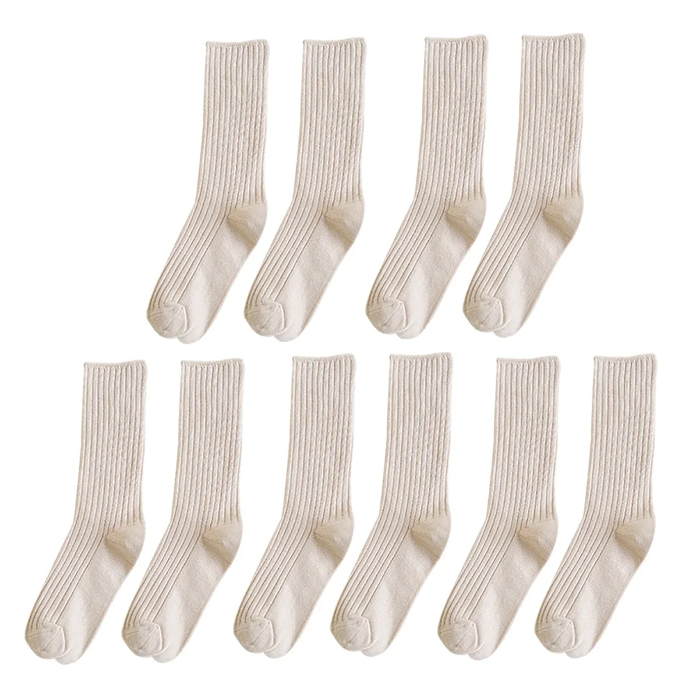 5 пар взрослых длинные дамы один размер осень зима школьные женские носки Модные базовые Теплые повседневные не скользкий мягкий ворс подарок