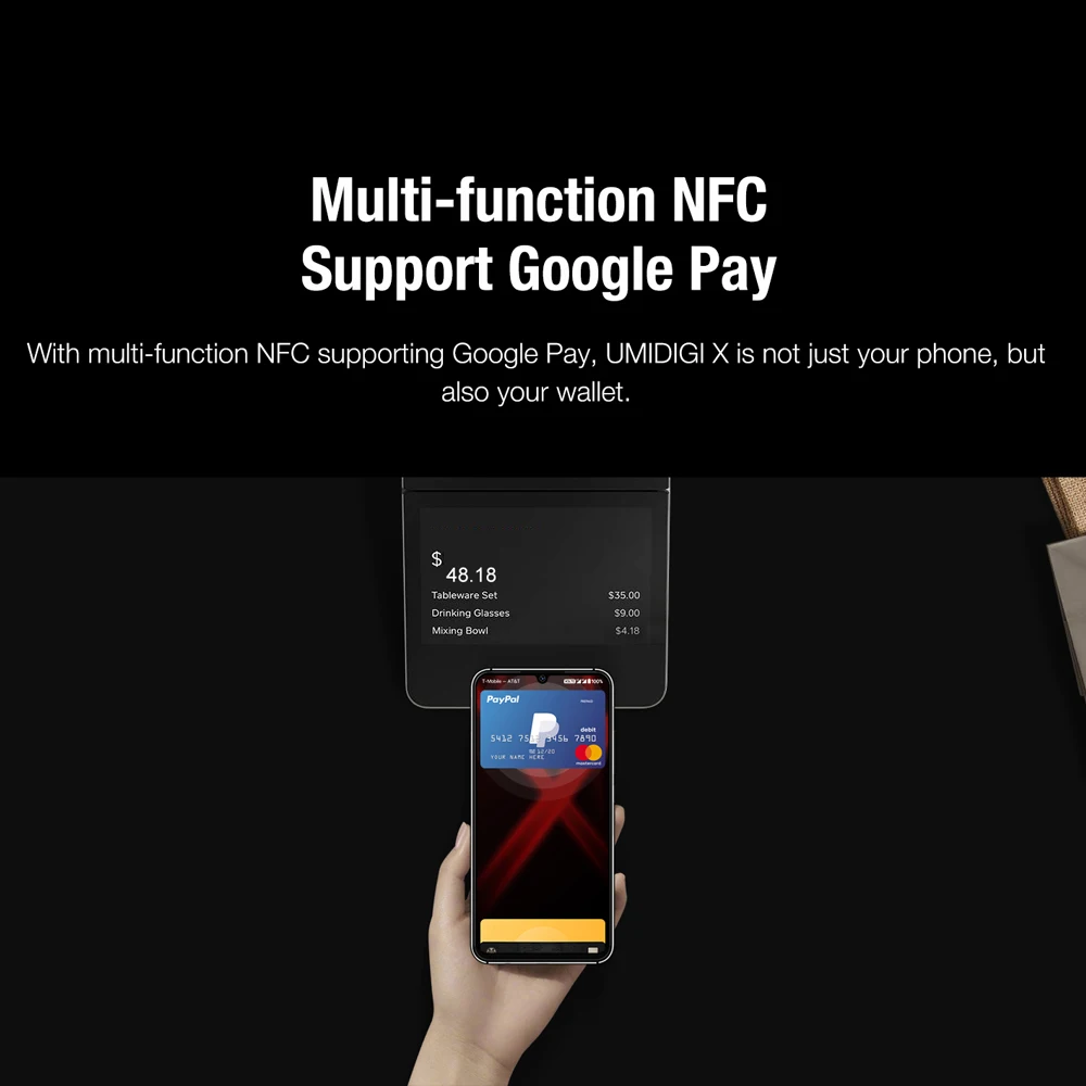 Смартфон UMIDIGI X с глобальной версией, отпечатком пальца, 4150 мАч, 6,35 дюйма, AMOLED, 4 Гб, 128 ГБ, 48 МП, тройная задняя камера NFC Helio P60