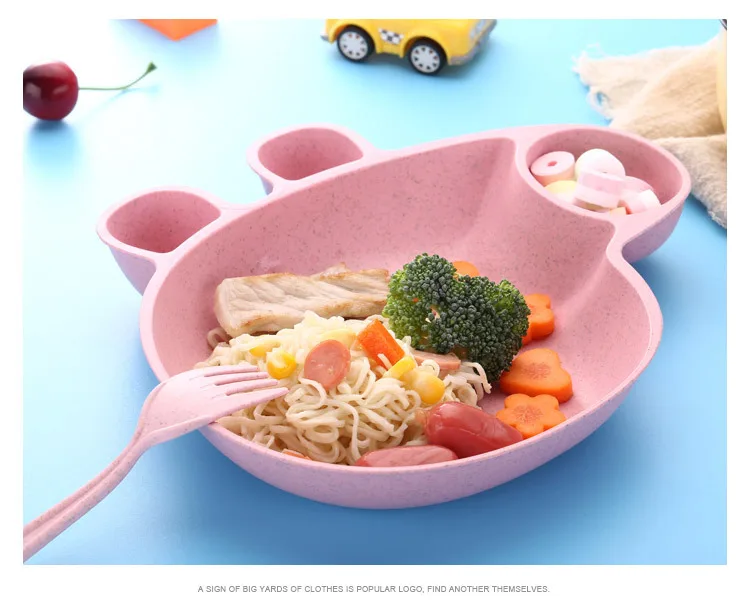 Детская миска+ ложка+ палочки для еды, набор посуды с мультяшным поросенком, детская посуда, посуда для еды, анти-Горячая тренировочная тарелка