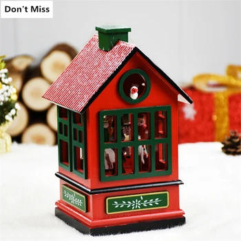 

Red House shape Christmas music Box navidad Ornament Christmas Crafts Kids Birthday Party Gift New Year christmas decoration