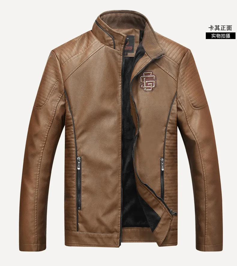 Winter Men's Large Size plus Velvet Leather Coat Men's Casual Stand Collar Embroidered Leather Jacket AliExpress Jackets