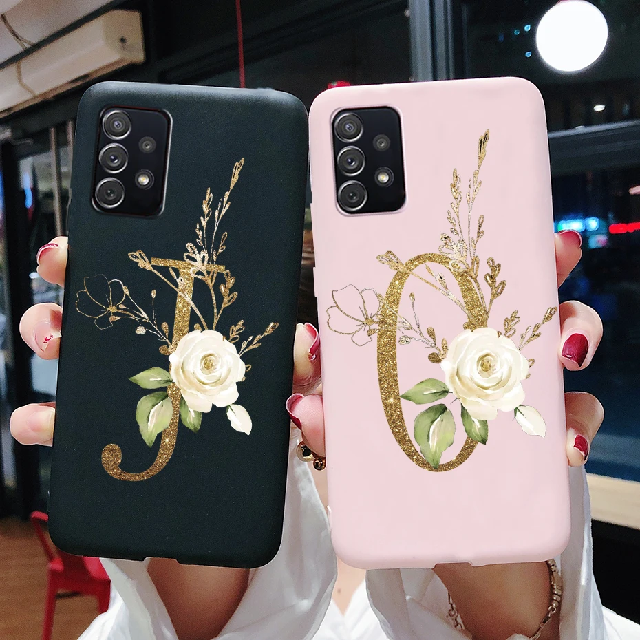 Per Samsung Galaxy A52 5G A52S Custodia Simpatico Fiore Lettere Paraurti Cover Posteriore In Silicone Morbido Per Samsung A52 Coque Galaxy A52 S Funda