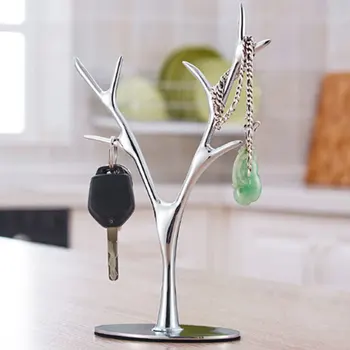 

Metal Ring Antique Jewelry Stand Organizer Home Storage Rack European Tree Branch Holder Necklace Display Earrings Frame Shelf