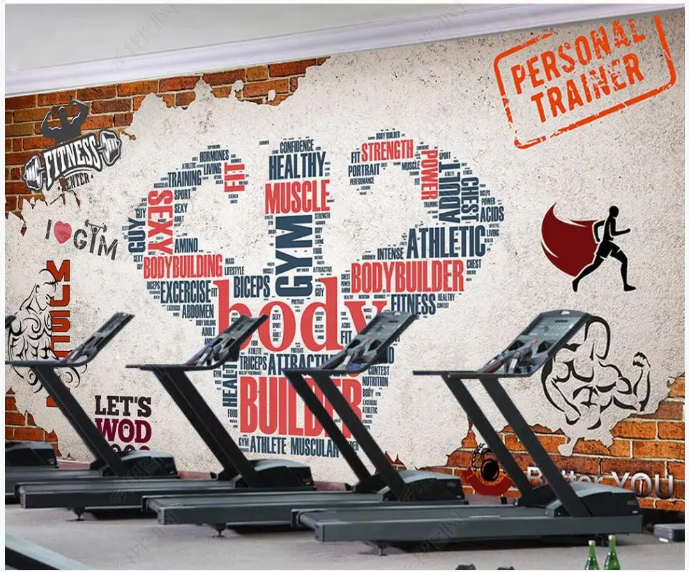 

Custom photo wallpaper for walls 3d mural Modern Retro nostalgic brick wall sports running fitness club image wall background