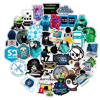 

50 PCS Hacker Stickers Cybersecurity Stickers Vinyl Decals for Laptops Skateboard Guitar Luggage Motor Car Waterproof Sticker