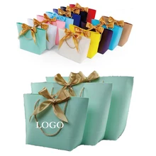 100pcs Custom logo bags gift bags Shopping bags 230g paper bags red bags pink bags boat bags print logo