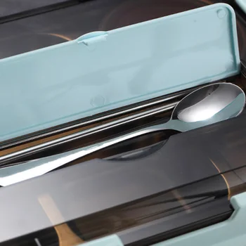 

With soup bowl Lunch Box Blue/Pink Insulation Box Stainless Steel Portable