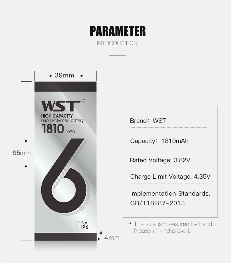 WST,, 0 циклов, батарея для iPhone 6, реальная емкость, 1810 мА/ч, для iPhone 6, батареи с бесплатным набором инструментов и розничной упаковкой