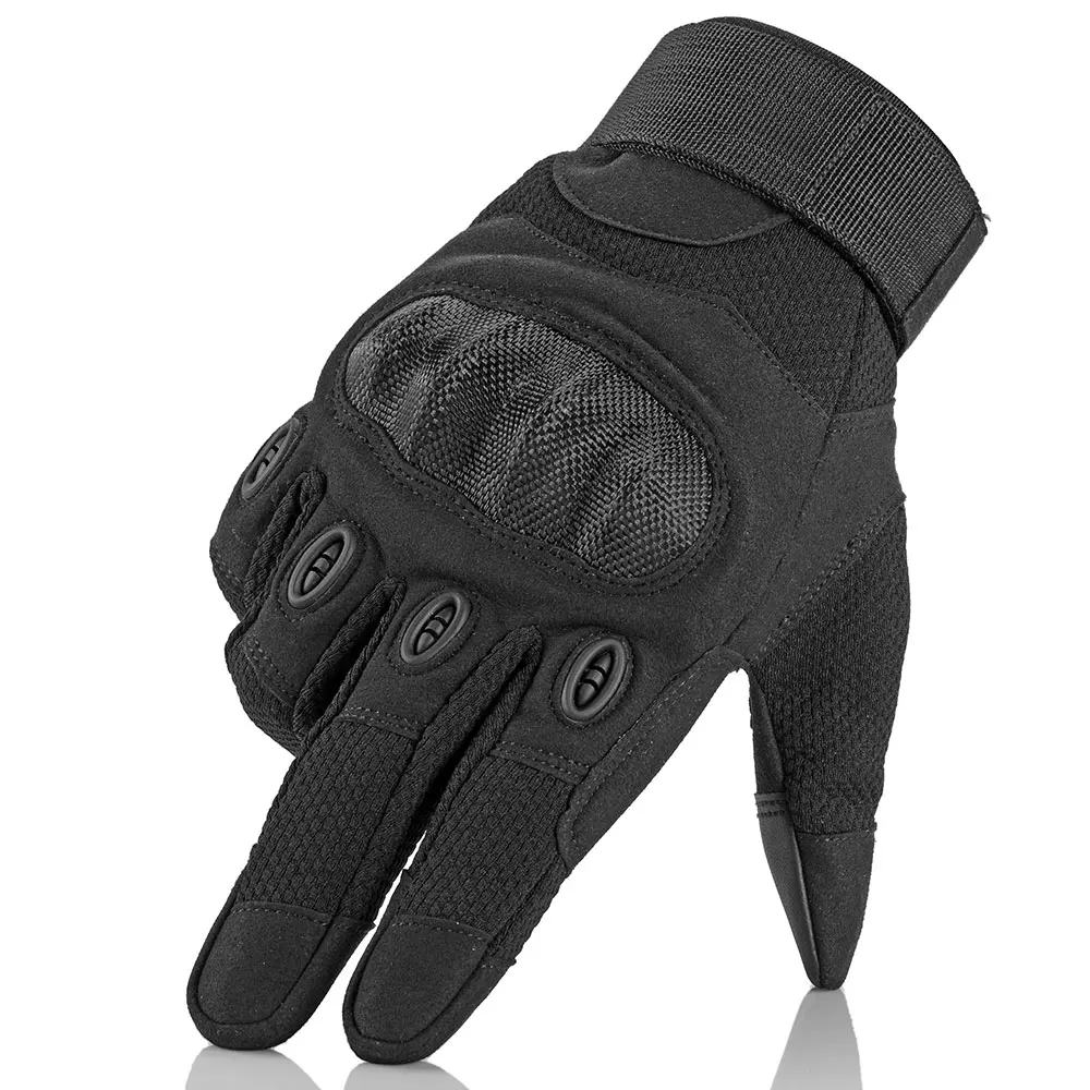 Военные тактические перчатки на полный палец с сенсорным экраном армейские Пейнтбольные боевые защитные снаряжение жесткие перчатки для езды на велосипеде - Цвет: Black