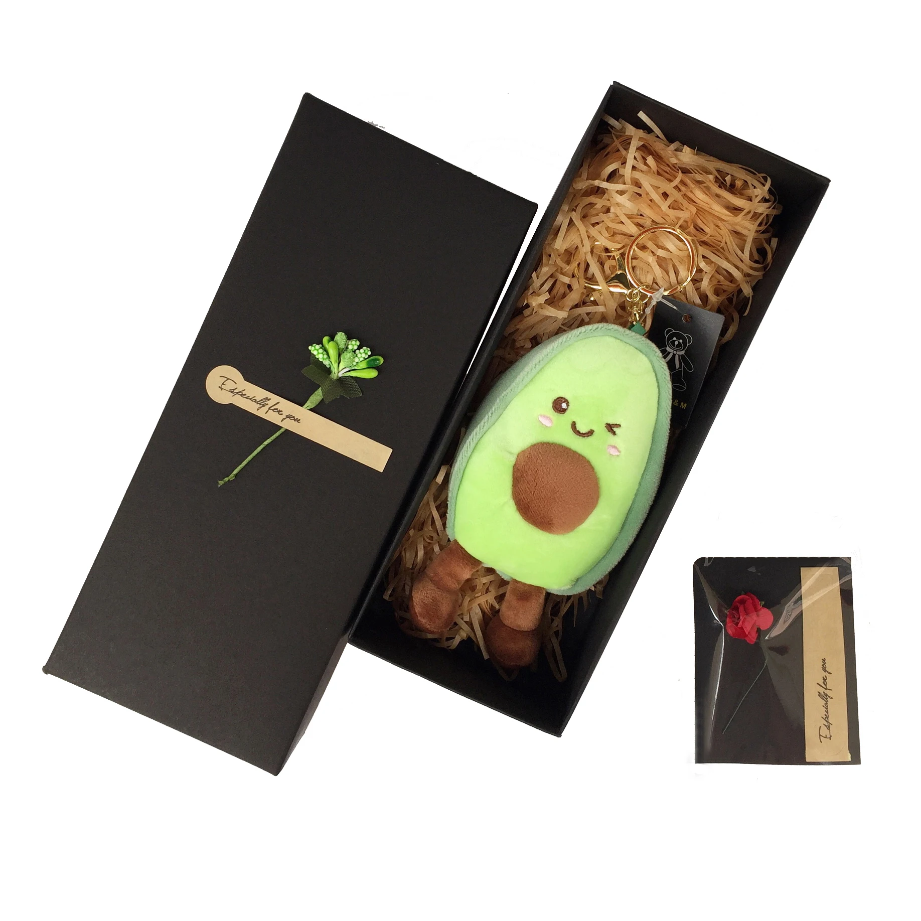 Avocado keychain pendant female Korean cute fruit plush doll with ins creative bag hanging gift box