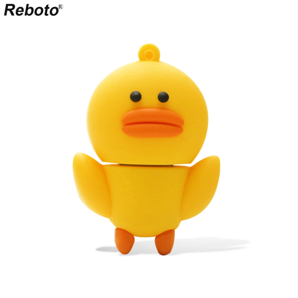 Cartoon Animated USB Flash Pendrive 64GB 32GB 16GB 8GB Mini Memory Stick Cute Yellow Duck Storage Device For PC