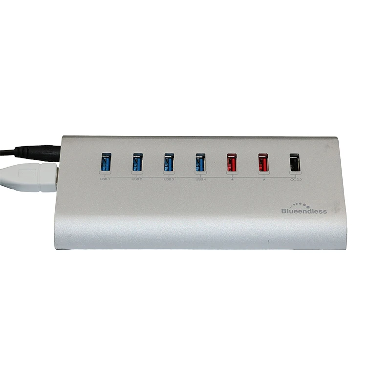 Blueendless 7 в 1 алюминиевый концентратор адаптер Usb 3,0 5 Гбит/с высокоскоростной концентратор с 12 в 1 а 3 порта Usb зарядное устройство