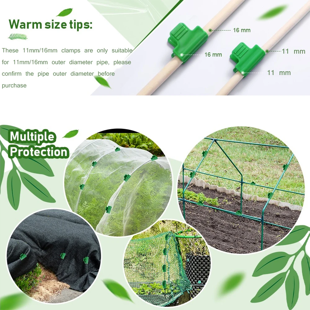 Plant Clips 20 Pcs Greenhouse Clamps Film Row Cover Netting Tunnel Hoop Clip