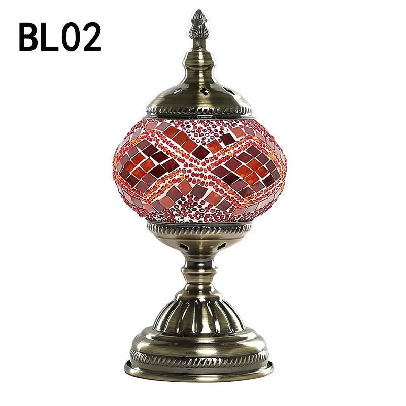Blonche Средиземноморский ретро E14 настольная лампа турецкий стеклянный мозаичный стол светильники для учебы спальни прикроватные домашний декор художественное освещение - Цвет абажура: H