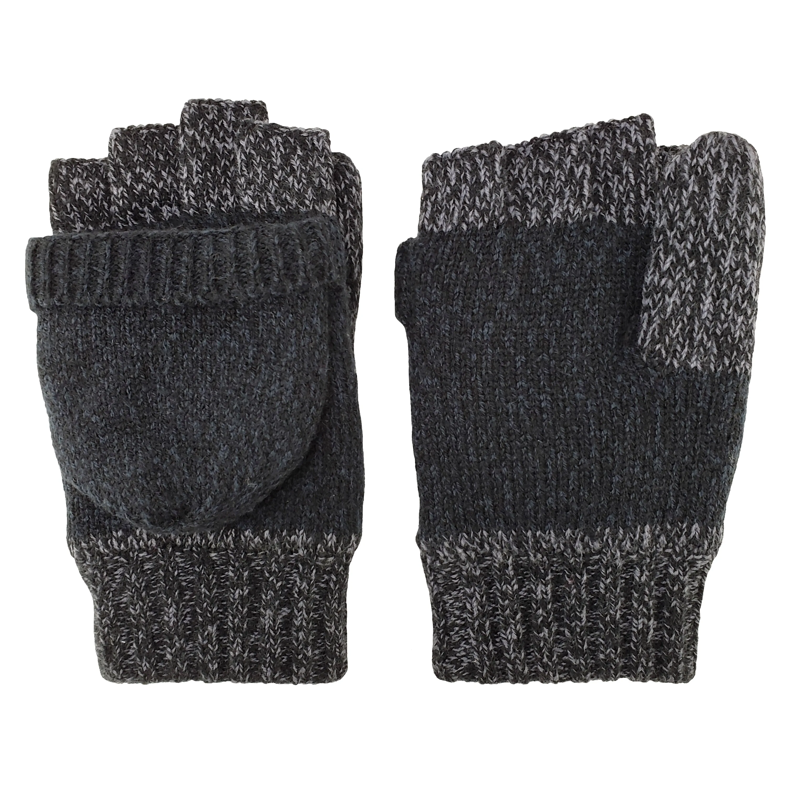 Bruceriver Mens Knit Convertible Fingerless Driving Gloves with Mitten Cover 