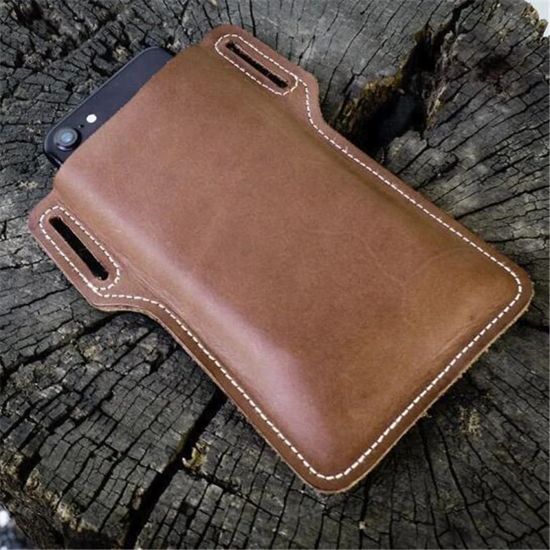 Men Cellphone Loop Holster Case Belt Waist Bag Props Leather Purse Phone Wallet Outdoor Portable Phone Belt Bag 3