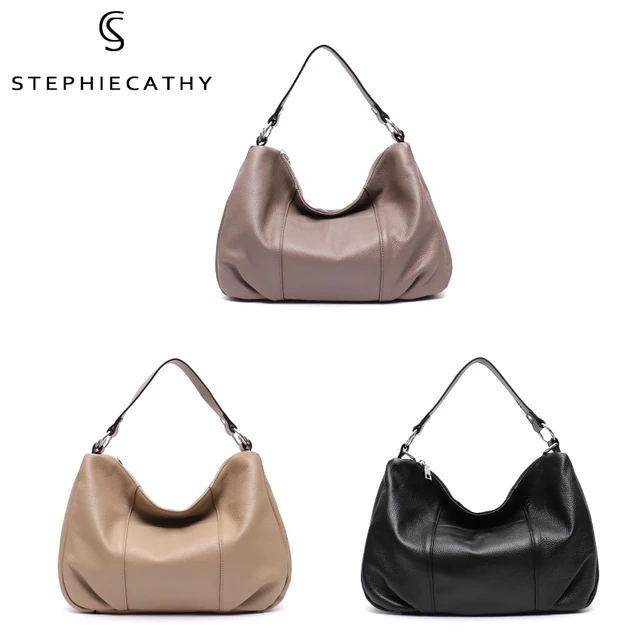 SC Brand Fashion Women Genuine Leather Hobo Large Casual Shoulder Bag Soft Natural Cowhide Crossbody Purse Female Handbag Tote 4