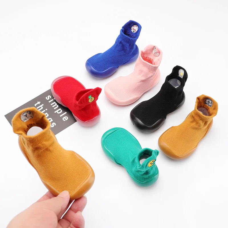

2020 Autumn New Style Embroidered CHILDREN'S Socks Anti-Off-heel Baby Toddler Shoes Soft Breathable Baby GIRL'S wa zi xie