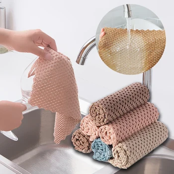 Kitchen Anti-grease wiping rags efficient Super Absorbent Microfiber Cleaning Cloth...