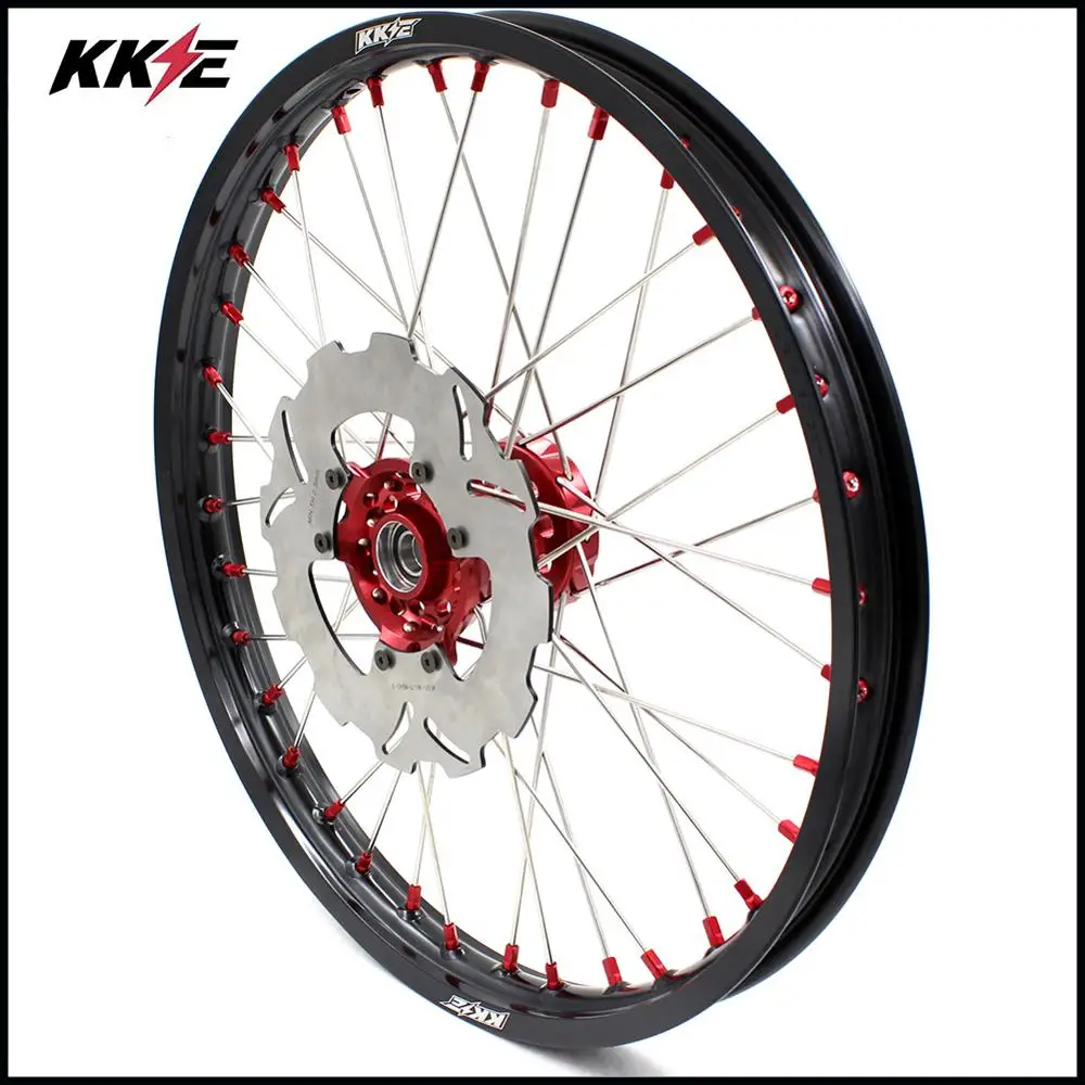 KKE 21 и 18 эндуро колеса Набор для HONDA CR125R 1996-1997 CR250R 1996 CR500R 1996-2001 задние 220 мм диск красный ниппель в комплекте диски
