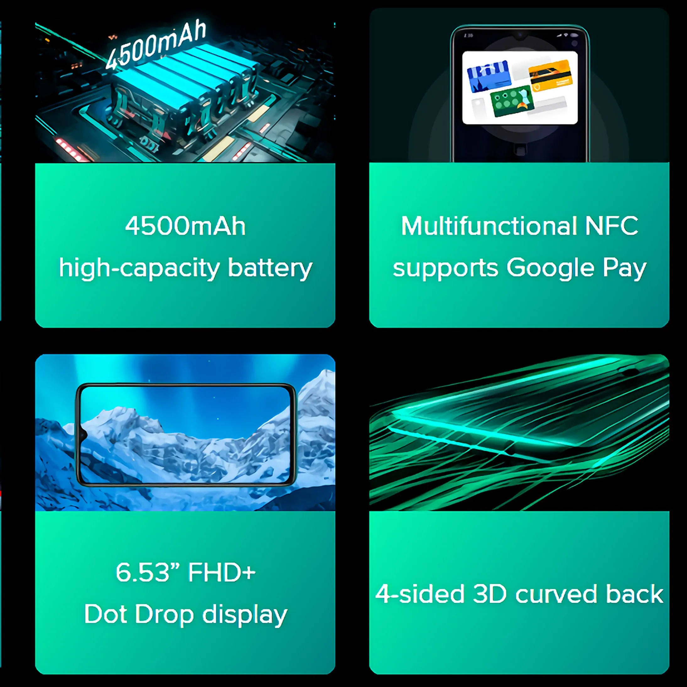 Redmi Note 8 Pro Xiaomi Глобальная версия 6 ГБ 64 ГБ / 128 ГБ Смартфон G90T Octa Core 6,53 ”64-мегапиксельная 4500 мАч NFC Мобильный телефон Android