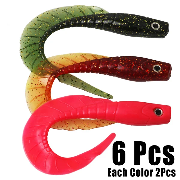 6Pcs Mixed Sougayilang 6pcs/ Artificial Fishing Worm Lures Big Carp Lifelike Fishing Soft Baits Fake Bait Carp Fishing Lures Fishing Tackle - Цвет: 6Pcs Mixed