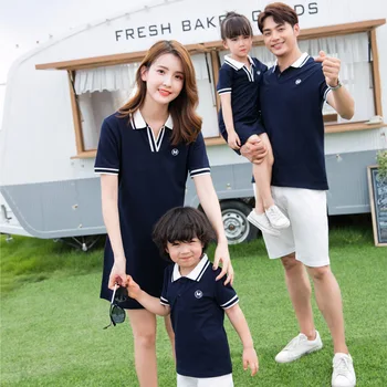 

Parent-child Matching Outfit Pure Cotton Short Sleeve Family of Three New Style Mother & Daughter Dress Shorts T-shirt Sets