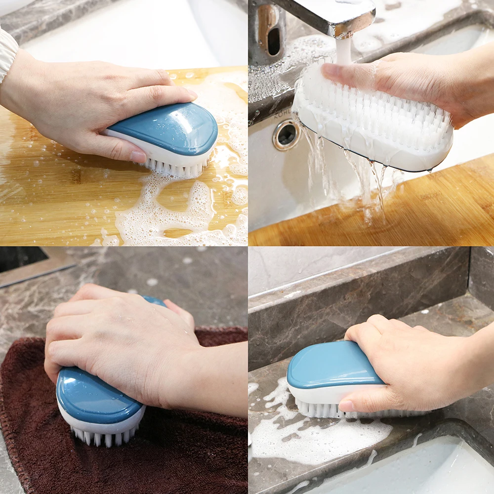 Durable Household Cleaning Brush with Hard Bristles for Kitchen, Bathroom, and Laundry