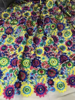 

Fashion multicolor line embroidery French mesh African lace sequins Nigeria lace suitable for high-end dress evening dress 5 yar