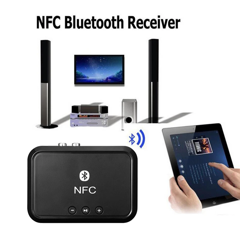 Portable Nfc Bluetooth Stereo Audio Receiver Adapter Nfc Enabled 3 5mm RCA Output Music Sound For Phone Car Speaker Amplifier