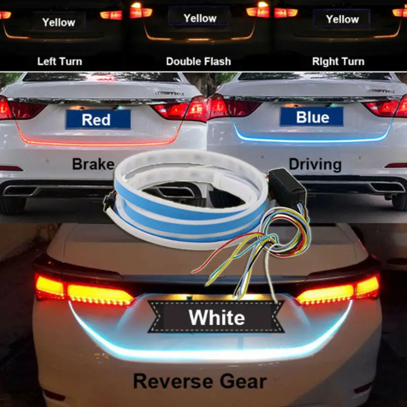 Promotion! Bande de freinage étanche pour porte arrière de voiture, 1.2m, 12V, quatre couleurs, Type d'écoulement, 36 LED