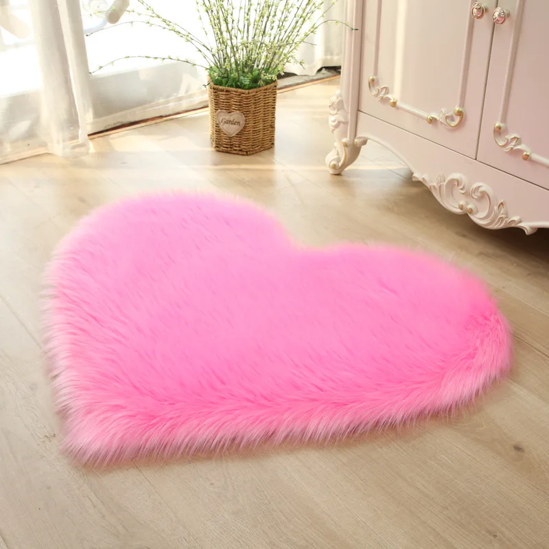 Carpet In The Living Room Large Rugs Plush Heart Shaped Non-Slip Bedrooom Modern Carpet Furry Floor Mat Children's Room Decor - Image 2