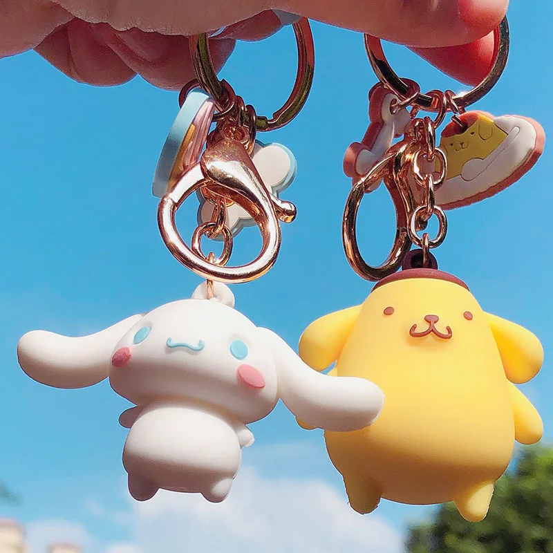 Kawaii Cinnamoroll babyCinnamoroll и помпон пурин кольцо для ключей милая собака брелок фигурки