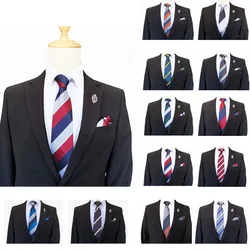 Designer Mens Wedding Tie Striped Silk Neck Ties for Men Hanky Set Business Party Gravatas  Gifts for Men