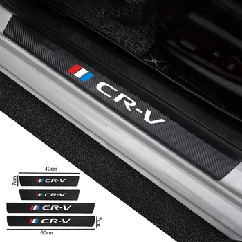 

4PCS Carbon Fiber Car Door Sill Protector Stickers Leather Vinyl Decals For Honda CRV CR-V 2017 2018 2019 2020 Car Accessories