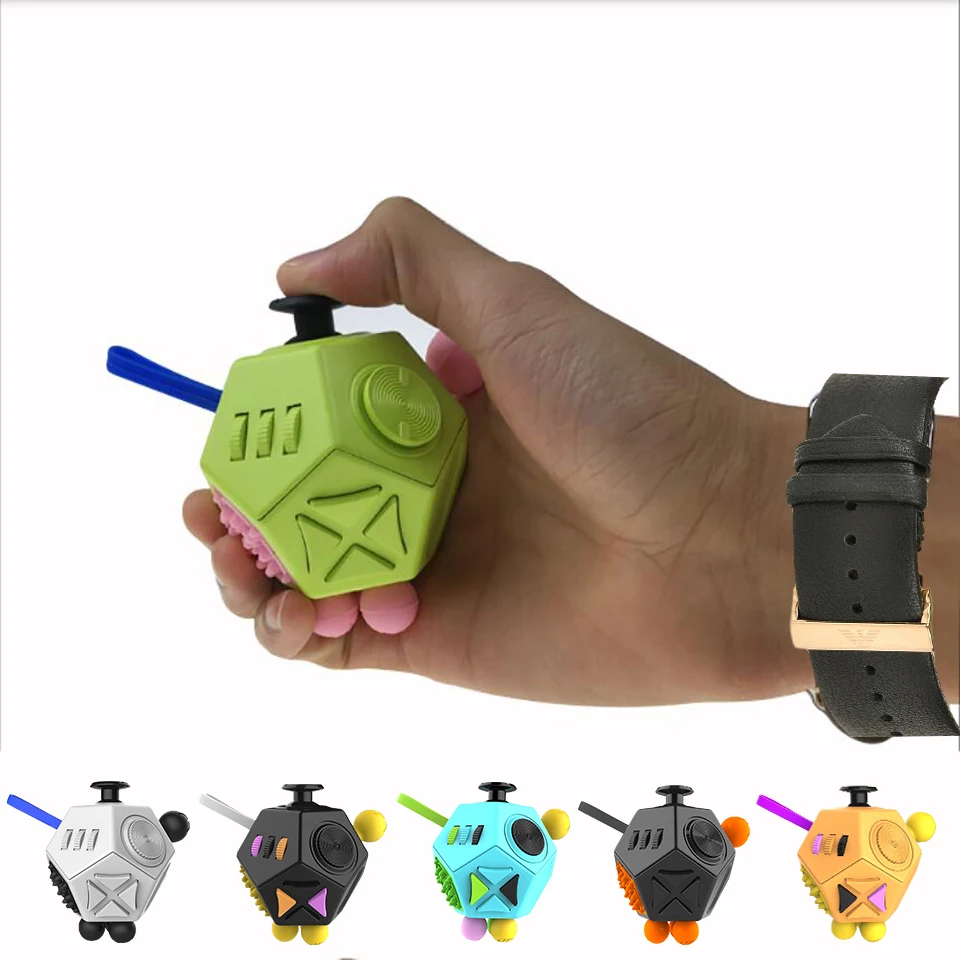 12 Side Sided Anxiety Adult Kid Relief Focus Puzzle Toy Fidget Cubes Desk Stress 